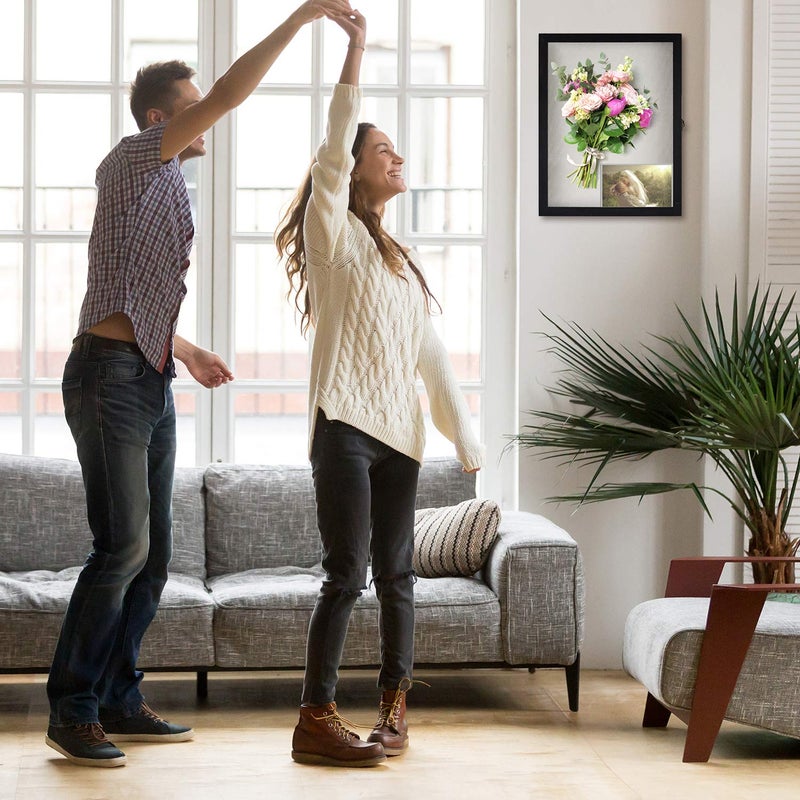 TJMOREE TJ.MOREE Flowers Shadow Box Display Case 13 x 16 Large Shadow Box Picture Frame with Glass Wedding Bouquet Memorabilia Medals Photos Memory Box - Image 3